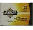 223 Remington 20 Rounds Ammunition Armscor Precision Inc 55 Grain V-Max